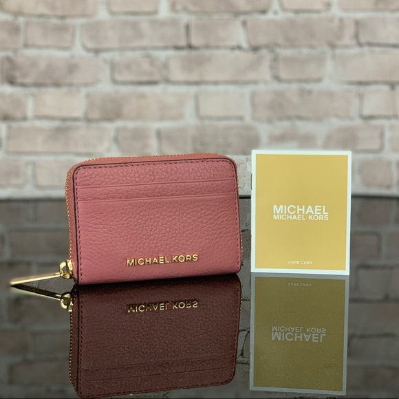 Michael Kors Handbags - Michael Kors Jet Set Leather Small Zip Wallet